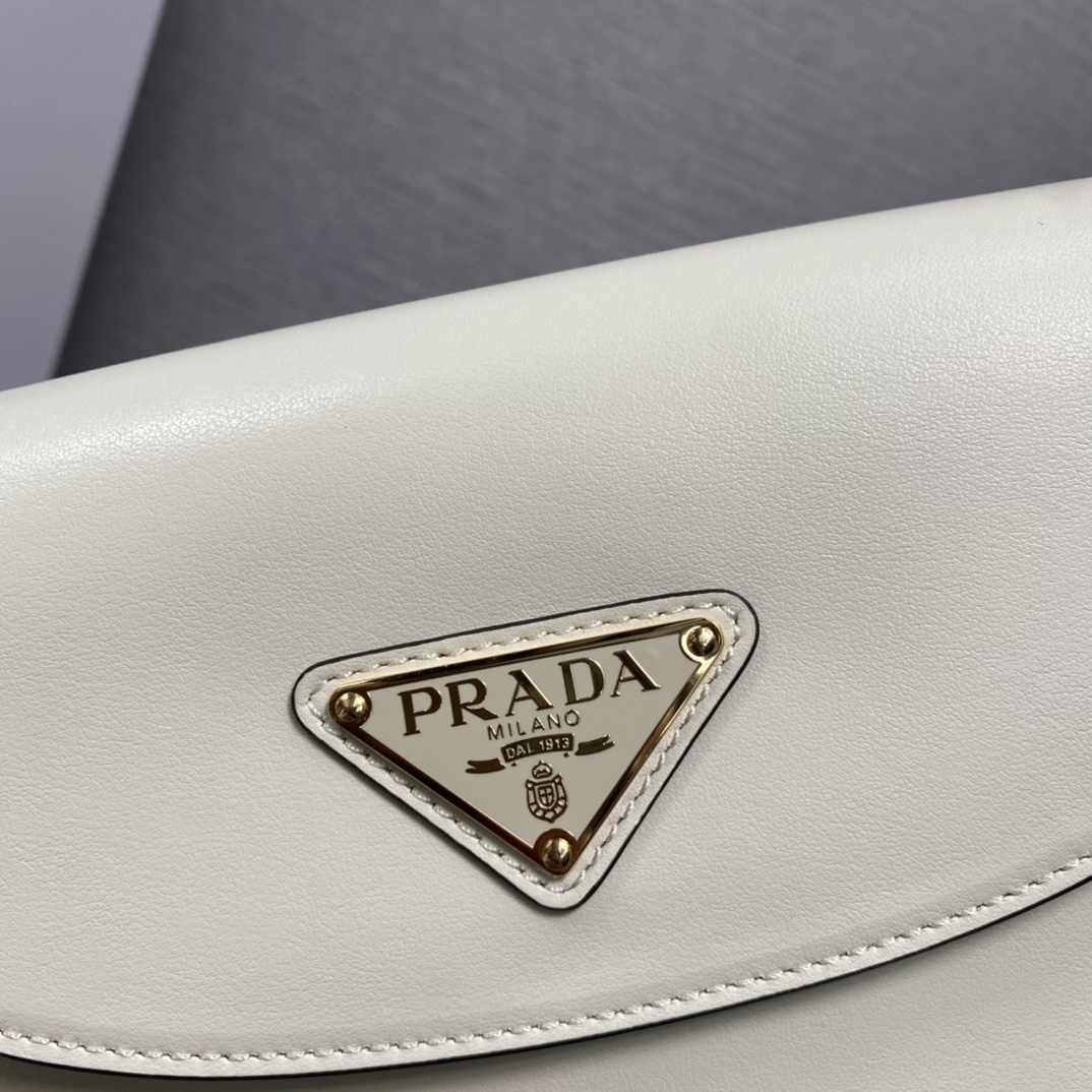 Prada Small Leather Shoulder Bag Handbag White 1BD358